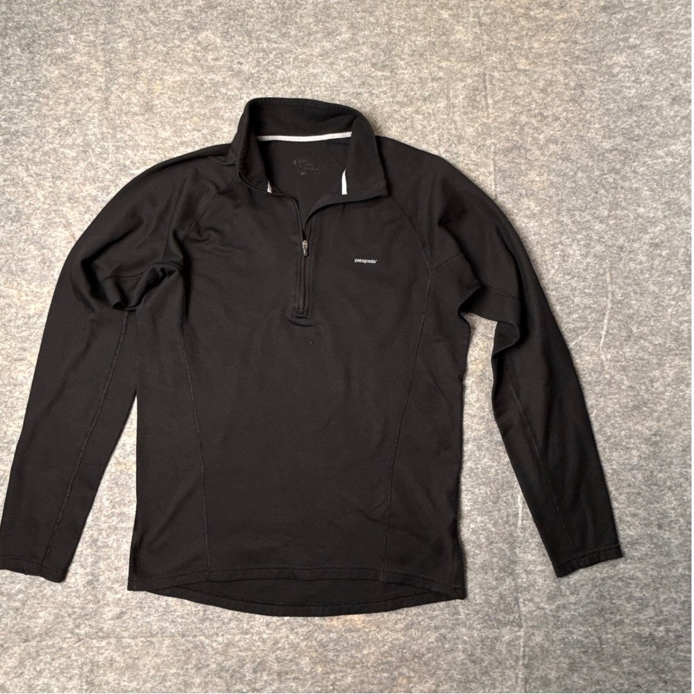 Patagonia Vintage Capiline Thermal Mens M Black Quarter Zip Pullover 44440 F9